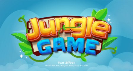 Juego de la selva título juego efecto de texto con estilo de texto 3d editable