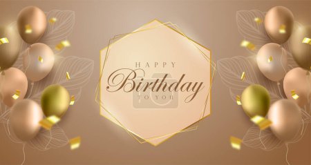 Illustration for Realistic happy birthday celebration background with luxury decorations - Royalty Free Image
