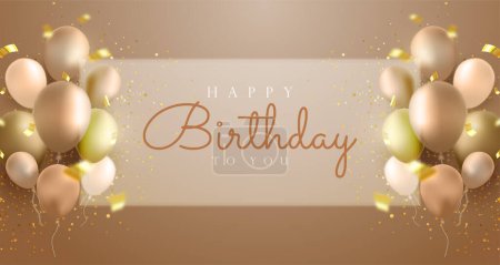 Illustration for Awesome banner happy birthday celebration with a glass box in the middle of the background - Royalty Free Image