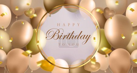 Illustration for Awesome happy birthday banner with luxury design - Royalty Free Image