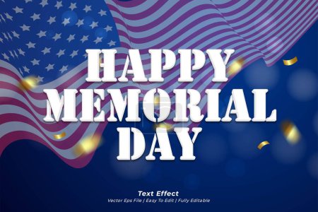 Happy memorial day with editable vector text effect 10