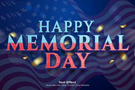 Happy memorial day with editable vector text effect 08