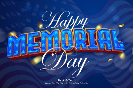 Illustration for Happy memorial day with editable vector text effect 07 - Royalty Free Image
