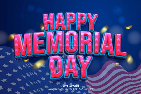 Illustration for Happy memorial day with editable vector text effect 09 - Royalty Free Image