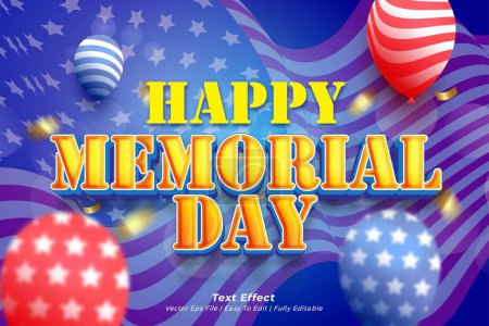 Happy memorial day with editable vector text effect 06