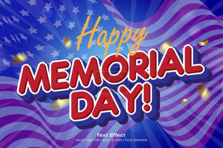 Happy memorial day with editable vector text effect 01
