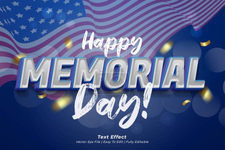 Illustration for Happy memorial day with editable vector text effect 03 - Royalty Free Image