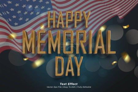 Happy memorial day with editable vector text effect 04
