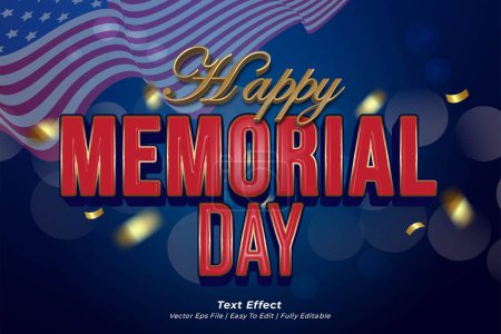 Happy memorial day with editable vector text effect 05