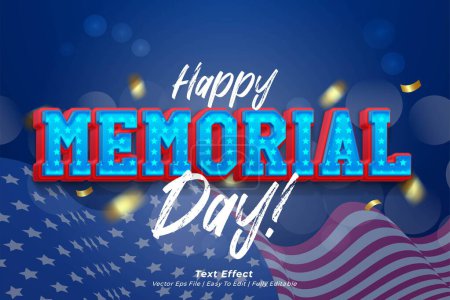 Happy memorial day with editable vector text effect 02