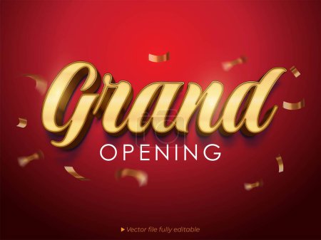 vector 3d text effect grand opening with red background