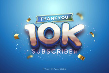 Text effect 10K subscribers thank you vector banner