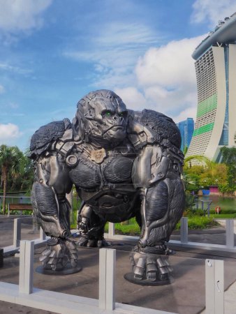 Photo for Singapore - Mar 20, 2023: Rise Of The Beasts Statues World Tour at Gardens By The Bay, Singapore - Royalty Free Image