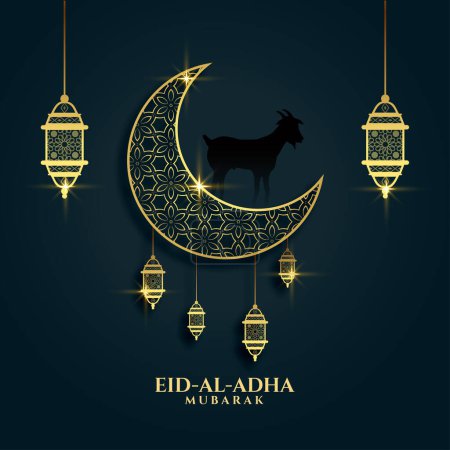 Eid mubarak islamic festival greeting design. eid ul adha mubarak vector illustration.