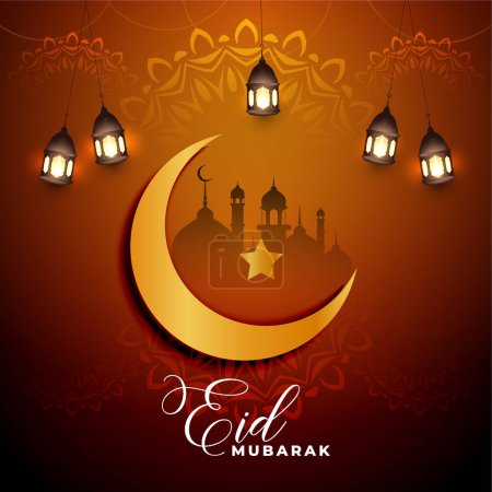 Eid mubarak islamic festival greeting design. eid ul adha mubarak vector illustration.-stock-photo