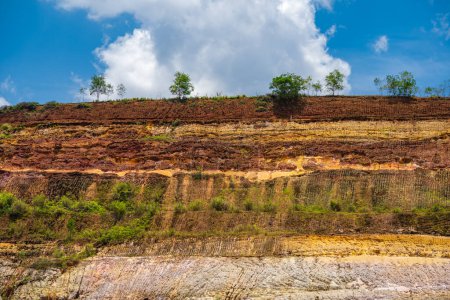 Téléchargez les photos : Mine de minerai abandonnée avec de l'eau bleue turquoise à Bao Loc, province de Lam Dong, Vietnam - en image libre de droit