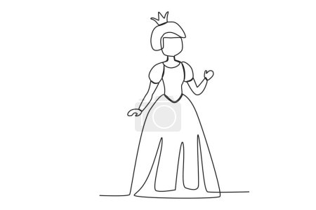 Téléchargez les illustrations : Une reine à la cérémonie du couronnement. Dessin d'une ligne Reine - en licence libre de droit