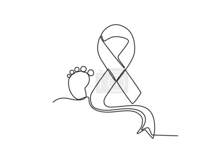 Illustration for The concept of supporting awareness of babies. Pregnancy and infant loss awareness month one-line drawing - Royalty Free Image