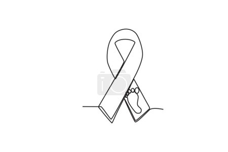 Illustration for A ribbon with the symbol of the birth of the baby. Pregnancy and infant loss awareness month one-line drawing - Royalty Free Image