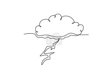 Illustration for A terrifying thunderstorm. Hurricane one-line drawing - Royalty Free Image