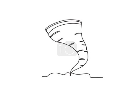 Illustration for A ground-level tornado. Hurricane one-line drawing - Royalty Free Image