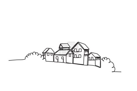 A densely populated village. Village one-line drawing