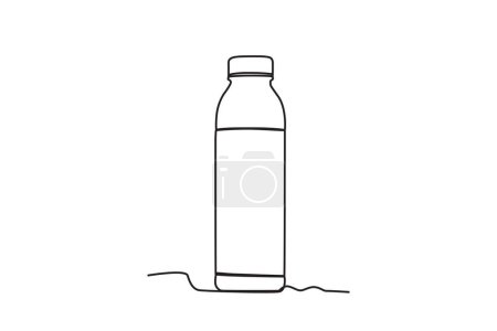 Ilustración de Un vaso lleno de agua. Dibujo de una línea del vaso - Imagen libre de derechos
