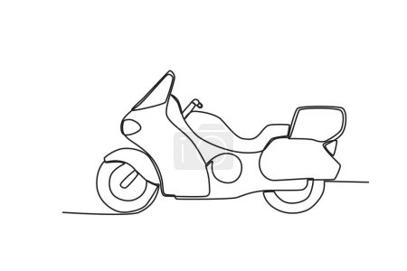 Ilustración de Vista lateral de una moto deportiva. Motocicleta dibujo de una línea - Imagen libre de derechos