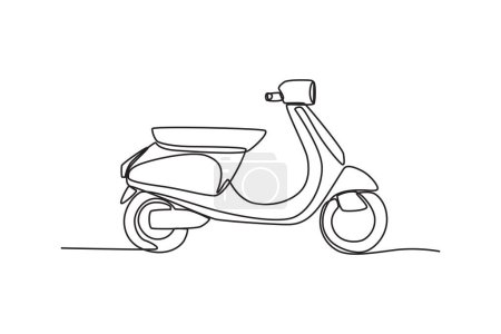 Ilustración de Un concepto de motor de dos ruedas. Motocicleta dibujo de una línea - Imagen libre de derechos