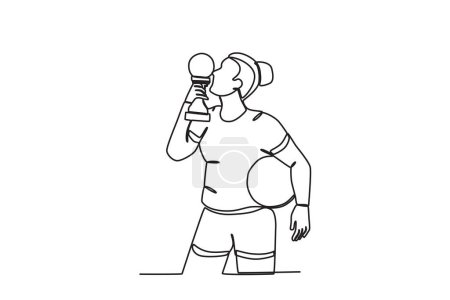 Illustration for An athlete kisses his trophy. Spain's women's football team victory - Royalty Free Image