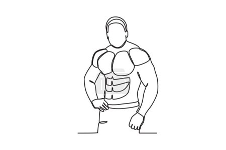 Illustration for An athletic body man. Bodybuilding one-line drawing - Royalty Free Image