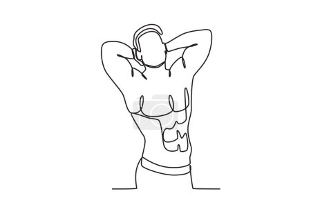 Illustration for A man of a healthy body. Bodybuilding one-line drawing - Royalty Free Image