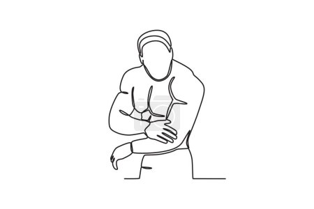 Illustration for A muscular man poses cool. Bodybuilding one-line drawing - Royalty Free Image