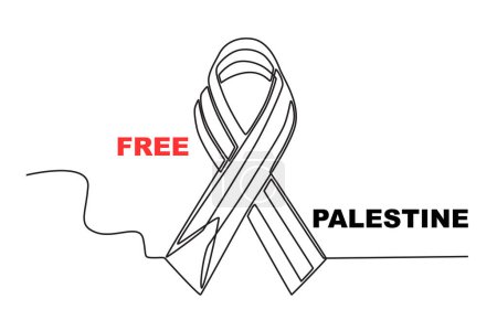 Ilustración de Una cinta de solidaridad palestina. Palestina solidaridad dibujo de una línea - Imagen libre de derechos