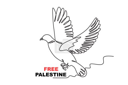 Ilustración de Un pájaro símbolo de la libertad palestina. Palestina solidaridad dibujo de una línea - Imagen libre de derechos