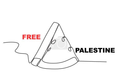 Ilustración de Un símbolo de sandía de Palestina. Palestina solidaridad dibujo de una línea - Imagen libre de derechos