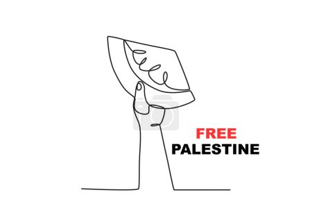 Ilustración de Un símbolo de sandía de la libertad palestina. Palestina solidaridad dibujo de una línea - Imagen libre de derechos