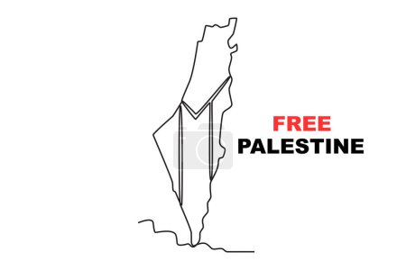 Ilustración de Un mapa de Palestina. Palestina solidaridad dibujo de una línea - Imagen libre de derechos
