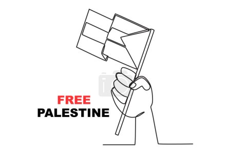 Ilustración de Una bandera de la independencia palestina. Palestina solidaridad dibujo de una línea - Imagen libre de derechos