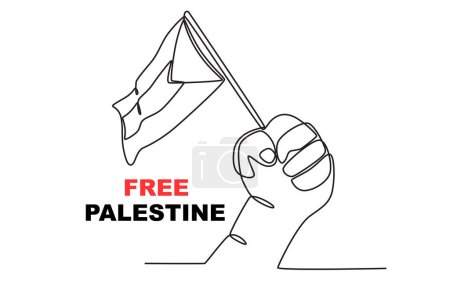 Ilustración de Un concepto de defensa de Palestina. Palestina solidaridad dibujo de una línea - Imagen libre de derechos