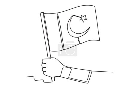Ilustración de Un símbolo de la independencia de Pakistán. Día de Pakistán dibujo de una línea - Imagen libre de derechos