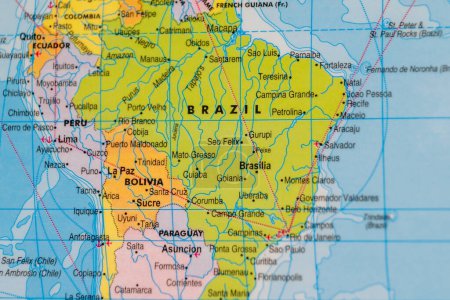 Photo for This stock image shows a close-up of the country of Brazil in a map of South America - Royalty Free Image
