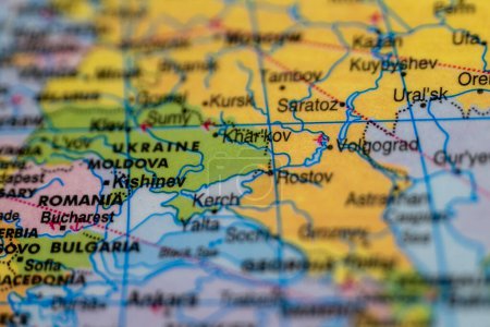 Photo for This stock image shows a close-up of Romania, a country in southeastern Europe. The map is detailed and shows the country's borders - Royalty Free Image