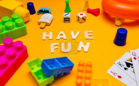 Photo for A photo of Scrabble letters spelling out the words "Have Fun." - Royalty Free Image