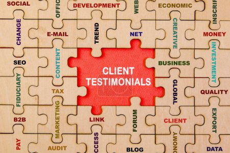 Elevate your brand trust and credibility with client testimonials. This image depicts a puzzle nearing completion