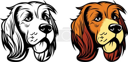 Téléchargez les illustrations : L'illustration vectorielle de tête de chien affiche une image de tête de chien avec un style vectoriel composé de lignes et de formes géométriques. - en licence libre de droit
