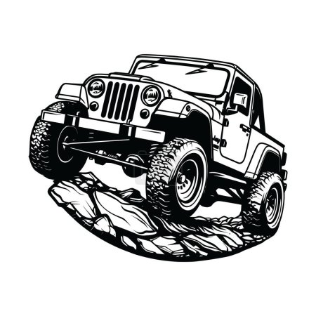 jeep design up a hill on a white background