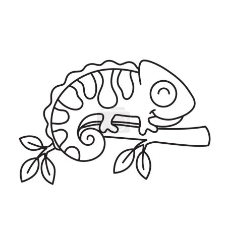 Téléchargez les illustrations : Illustration vectorielle de caméléon lumineux mignon dans le style de dessin animé - en licence libre de droit
