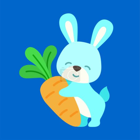 Illustration for Vector animal. Cute bunny with carrot in cartoon style - Royalty Free Image