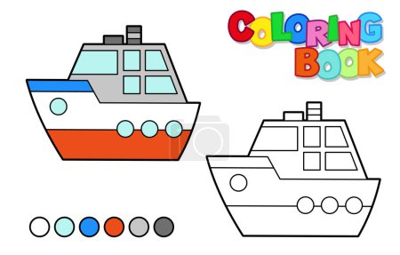 Illustration for Vector illustration of a cruise ship. Coloring book for children - Royalty Free Image